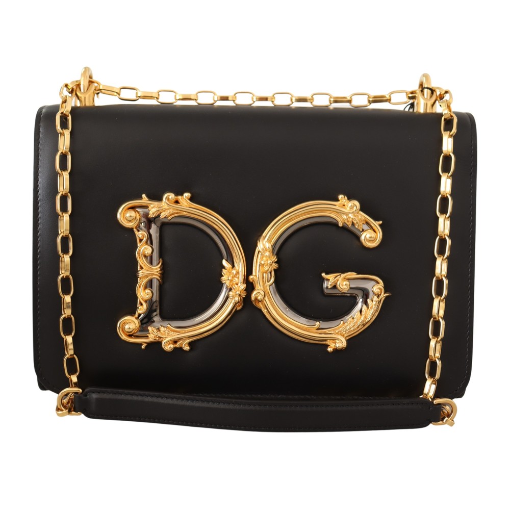 Dolce & Gabbana | Bags | Dolce Gabbana Black Leather Gold Dg Large
